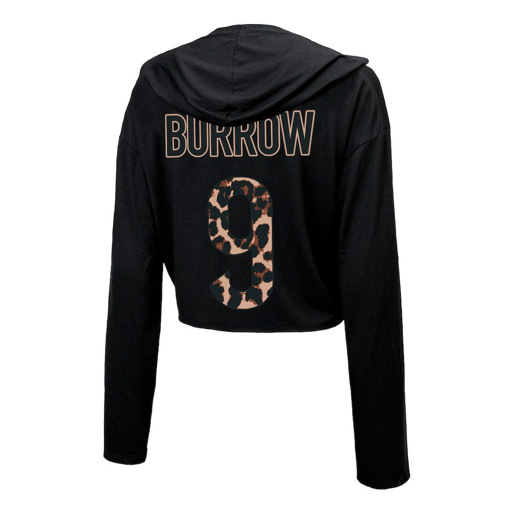 Cincinnati Bengals  Joe Burrow  Majestic Threads Women's Leopard Player Name & Number Long Sleeve Cropped Hoodie