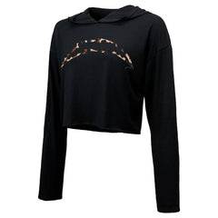 Los Angeles Chargers  Justin Herbert  Majestic Threads Women's Leopard Player Name & Number Long Sleeve Cropped Hoodie