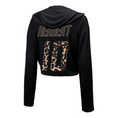 Los Angeles Chargers  Justin Herbert  Majestic Threads Women's Leopard Player Name & Number Long Sleeve Cropped Hoodie