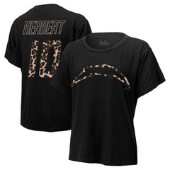Los Angeles Chargers  Justin Herbert  Majestic Threads Women's Leopard Player Name & Number T-Shirt