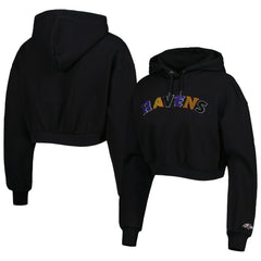 Baltimore Ravens  The Wild Collective Women's Cropped Pullover Hoodie
