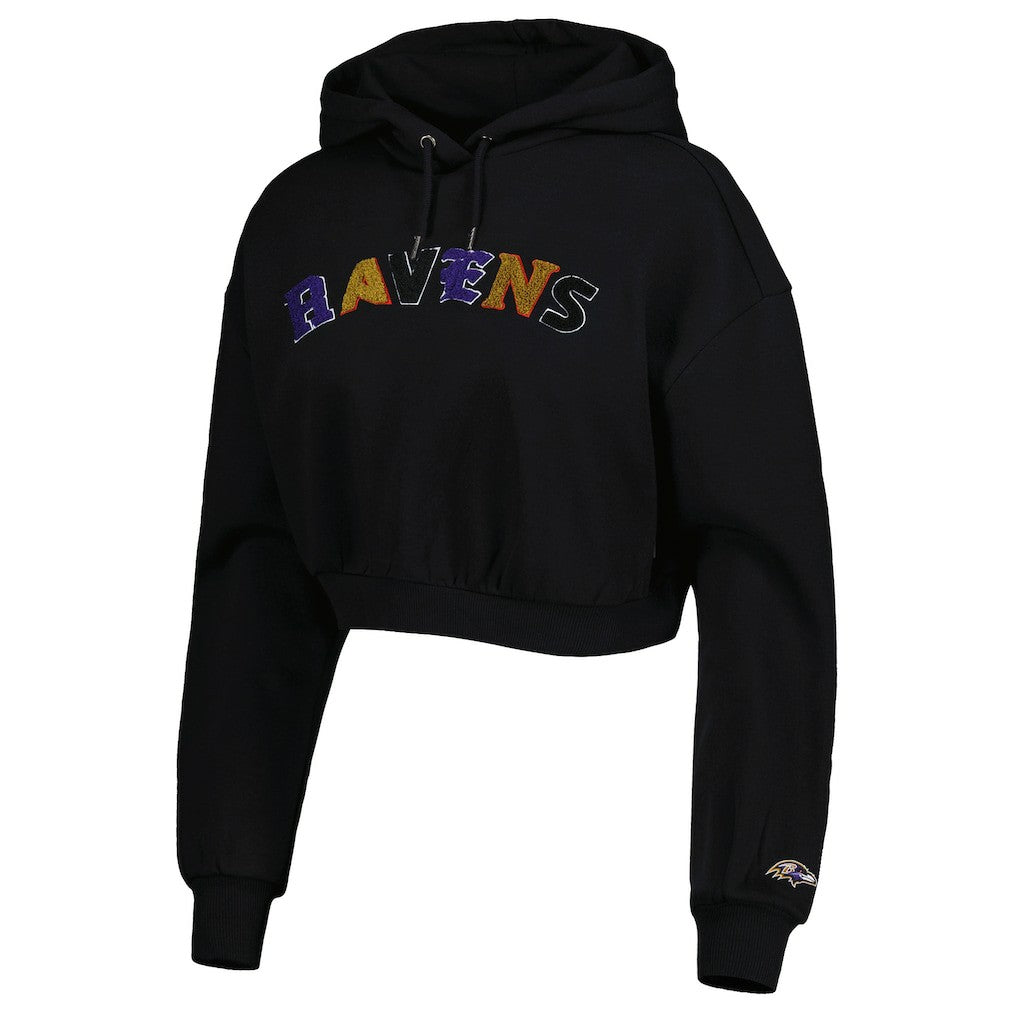 Baltimore Ravens  The Wild Collective Women's Cropped Pullover Hoodie