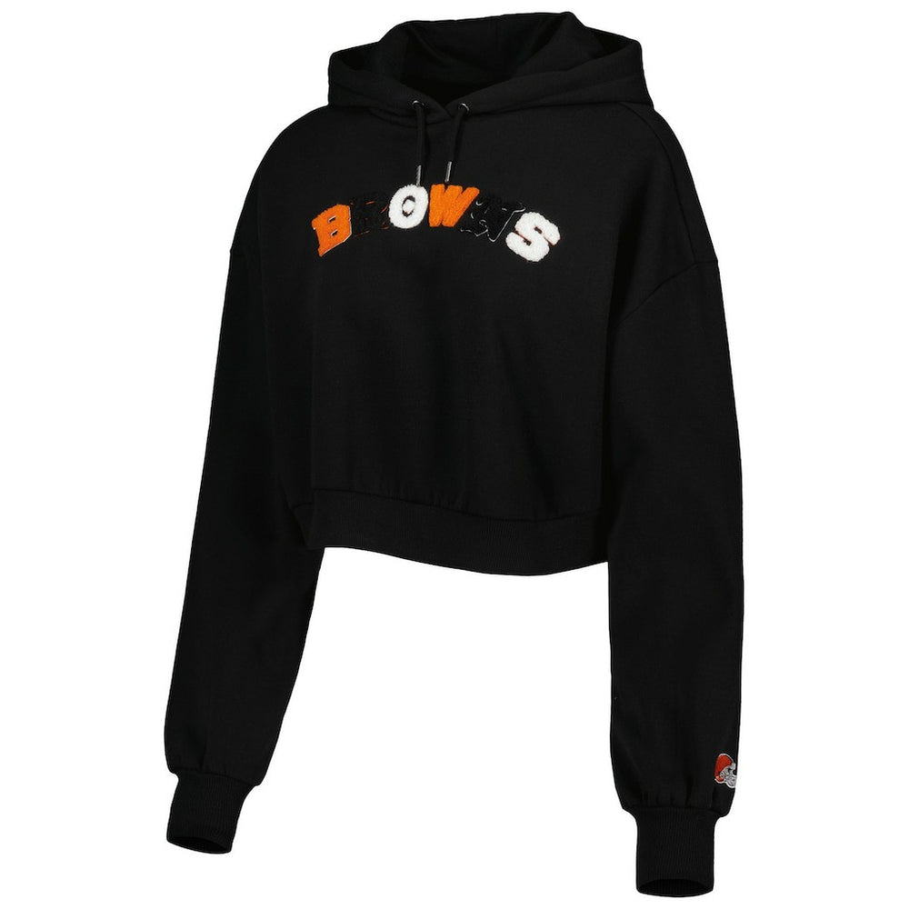 Cleveland Browns  The Wild Collective Women's Cropped Pullover Hoodie
