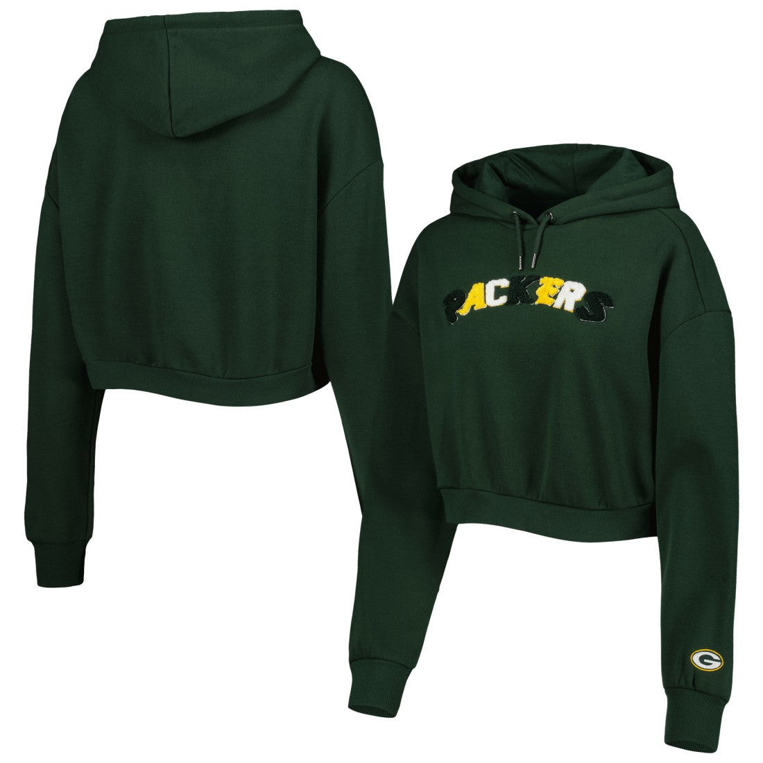 Green Bay Packers  The Wild Collective Women's Cropped Pullover Hoodie