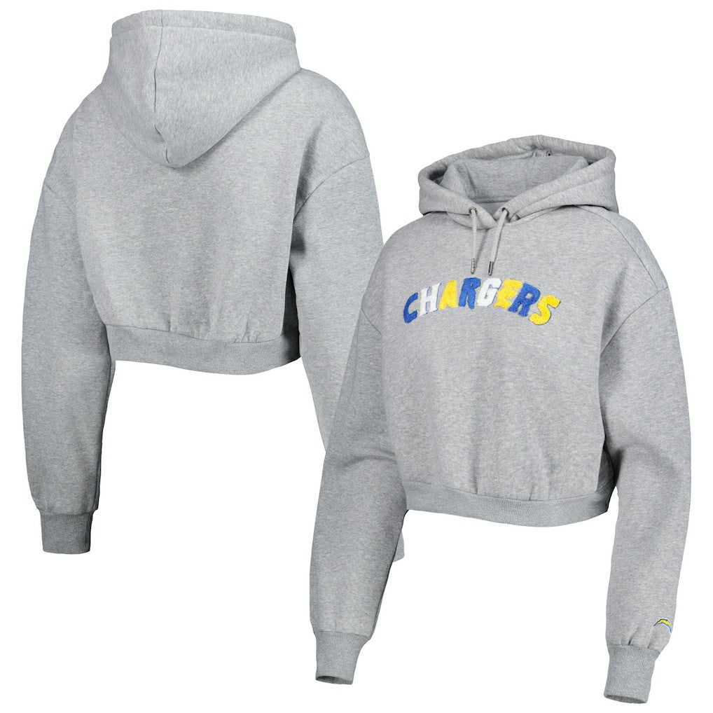 Los Angeles Chargers  The Wild Collective Women's Cropped Pullover Hoodie