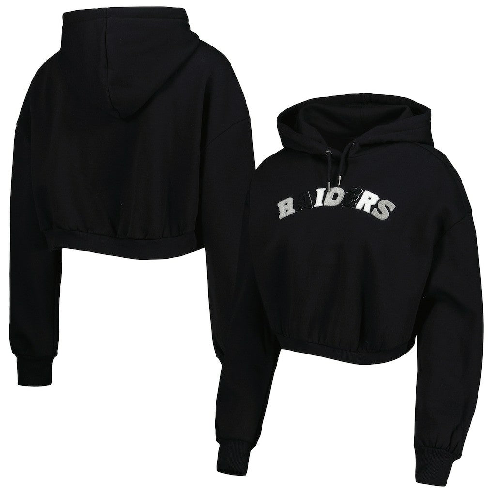 Las Vegas Raiders  The Wild Collective Women's Cropped Pullover Hoodie