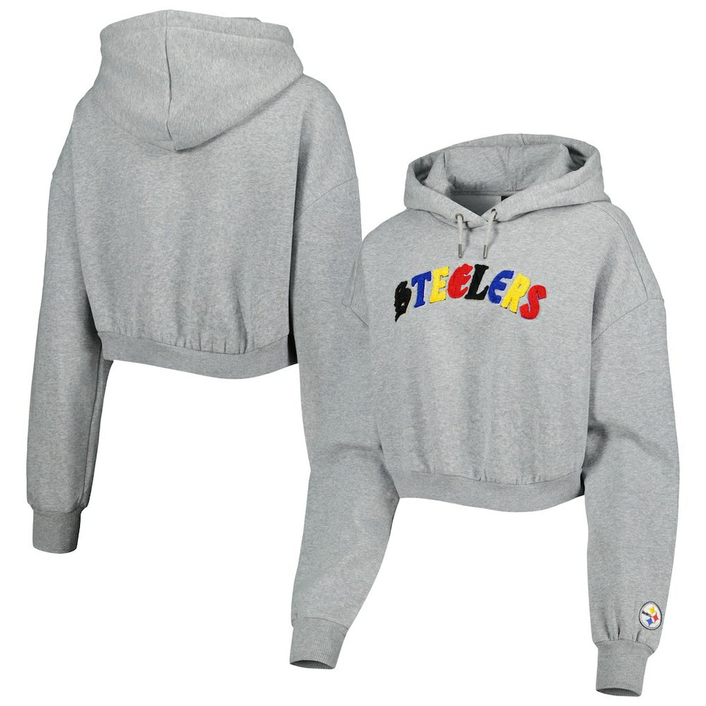 Pittsburgh Steelers  The Wild Collective Women's Cropped Pullover Hoodie