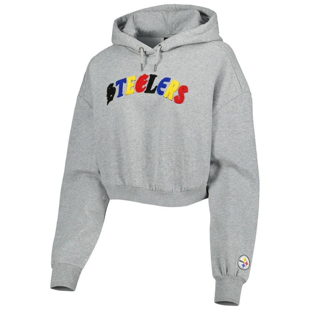 Pittsburgh Steelers  The Wild Collective Women's Cropped Pullover Hoodie