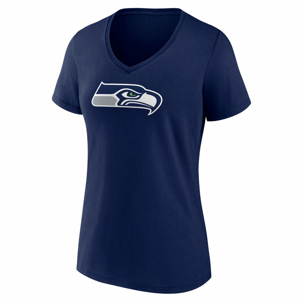 Seattle Seahawks Fanatics Women's Icon Primary Logo V-Neck T-Shirt