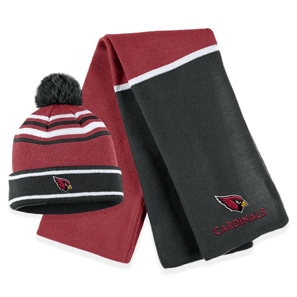 Arizona Cardinals  WEAR by Erin Andrews Women's Colorblock Cuffed Knit Hat with Pom and Scarf Set