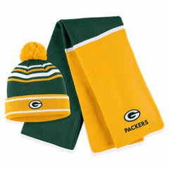Green Bay Packers  WEAR by Erin Andrews Women's Colorblock Cuffed Knit Hat with Pom and Scarf Set