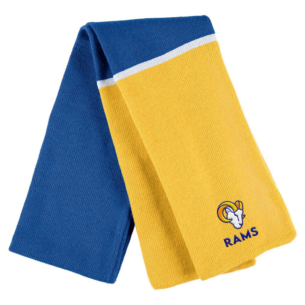 Los Angeles Rams  WEAR by Erin Andrews Women's Colorblock Cuffed Knit Hat with Pom and Scarf Set