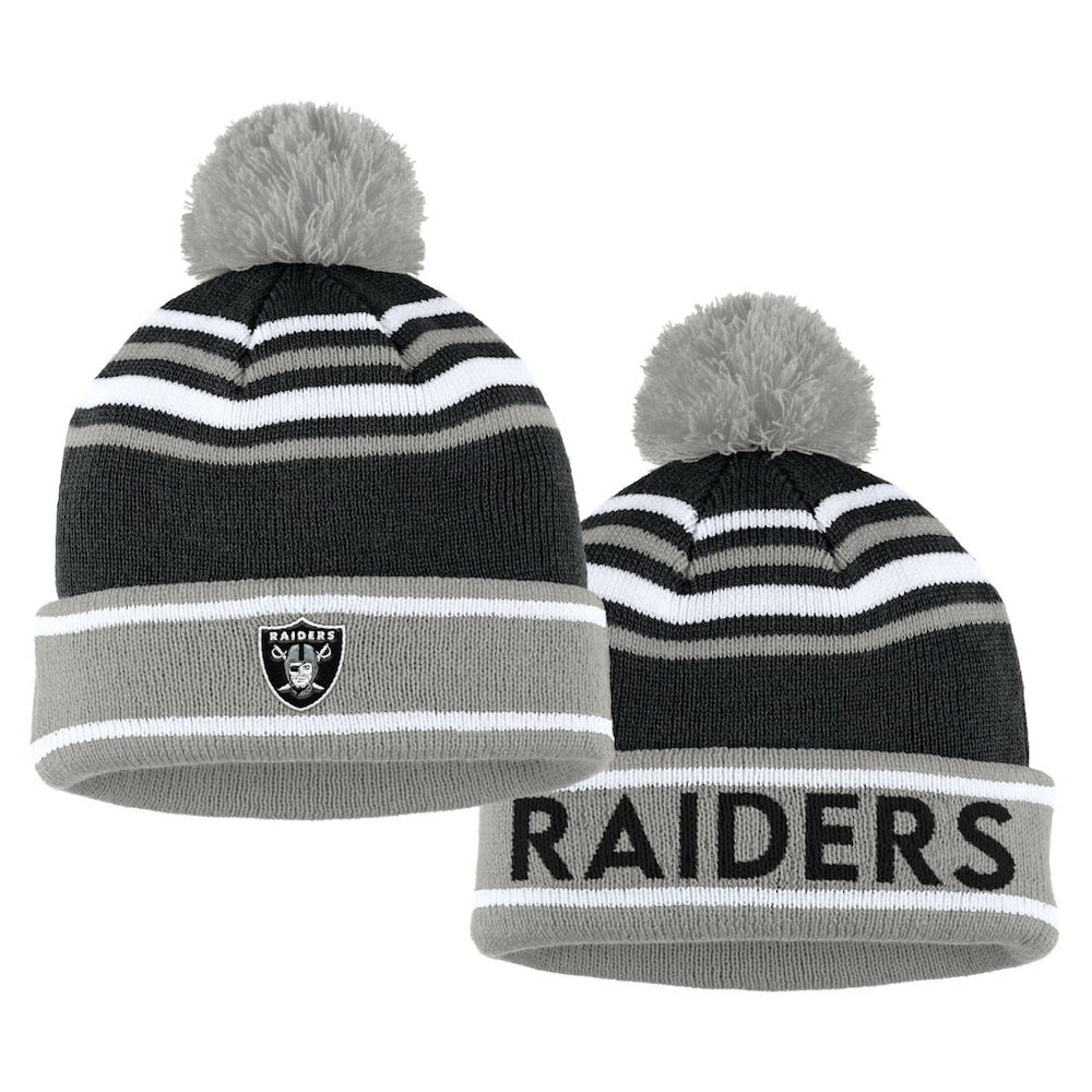 Las Vegas Raiders  WEAR by Erin Andrews Women's Colorblock Cuffed Knit Hat with Pom and Scarf Set