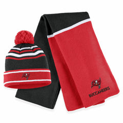 Tampa Bay Buccaneers  WEAR by Erin Andrews Women's Colorblock Cuffed Knit Hat with Pom and Scarf Set