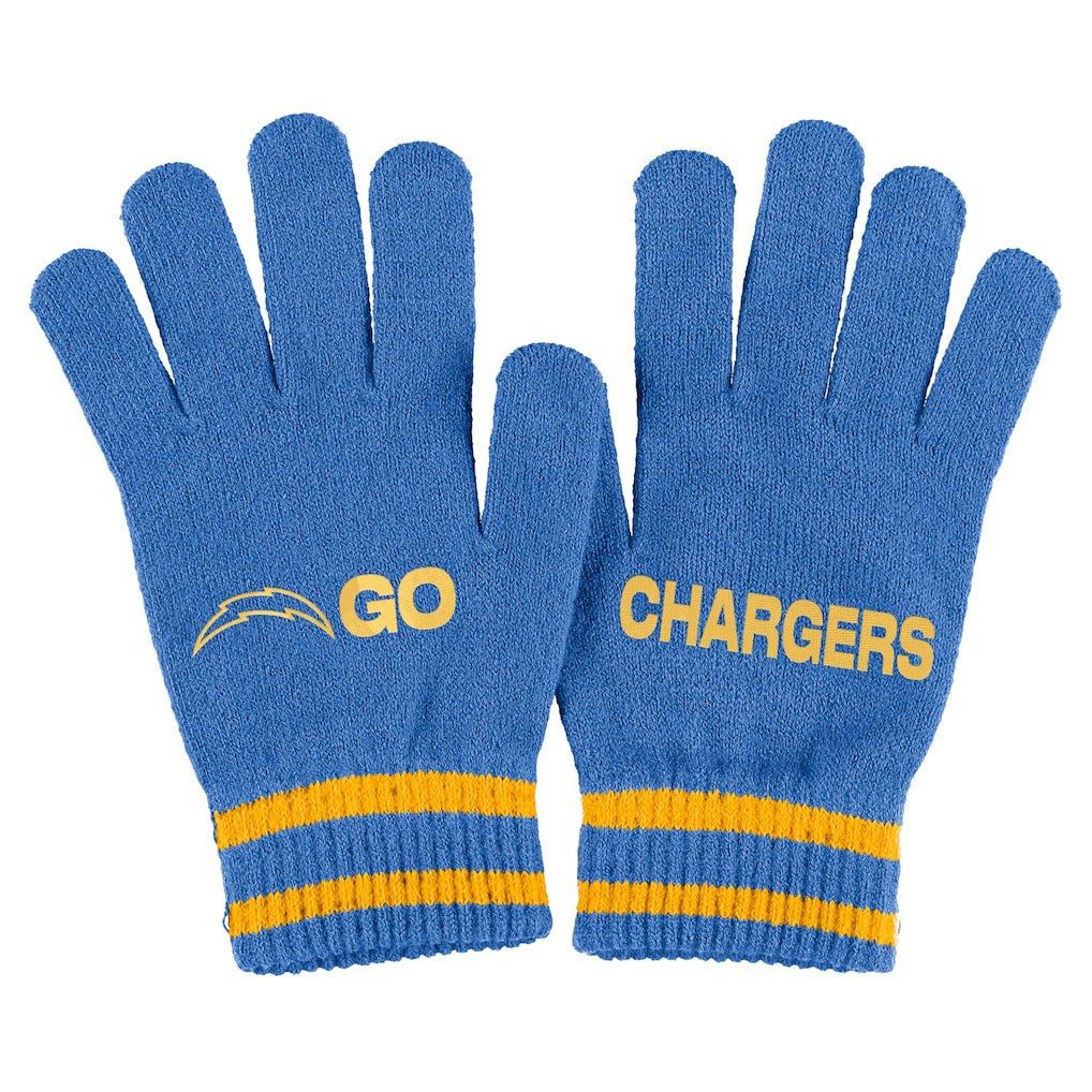 Los Angeles Chargers  WEAR by Erin Andrews Women's Double Jacquard Cuffed Knit Hat with Pom and Gloves Set