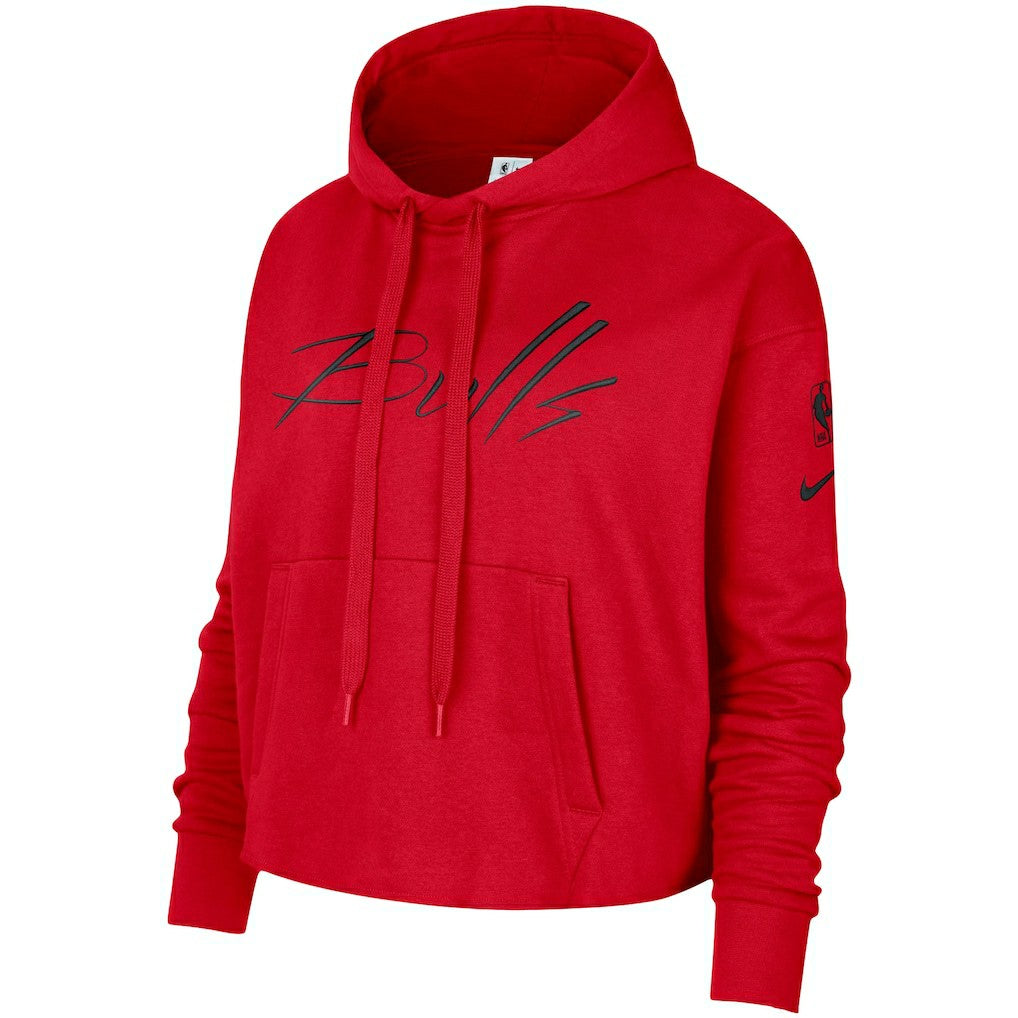 Chicago Bulls Women's Split Flip Courtside Cropped Pullover Hoodie Outlet