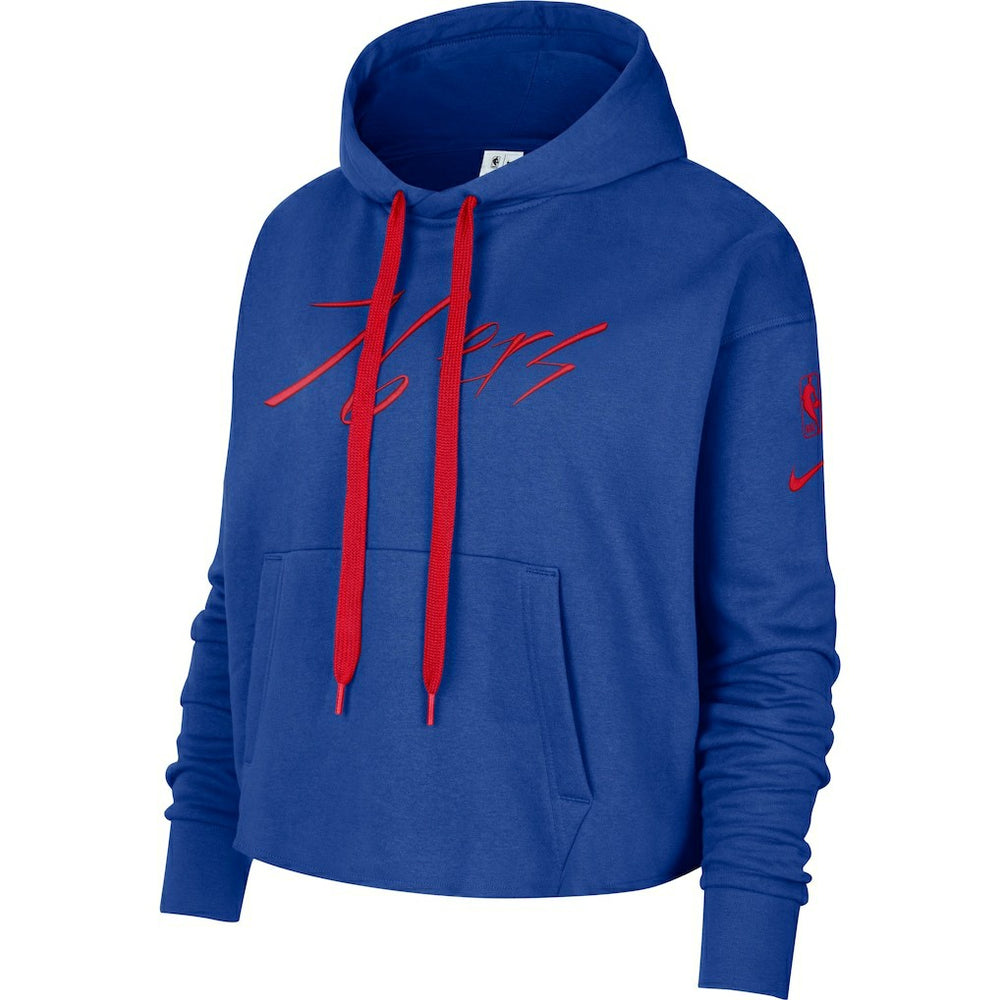 Philadelphia 76ers Women's Split Flip Courtside Cropped Pullover Hoodie Discount