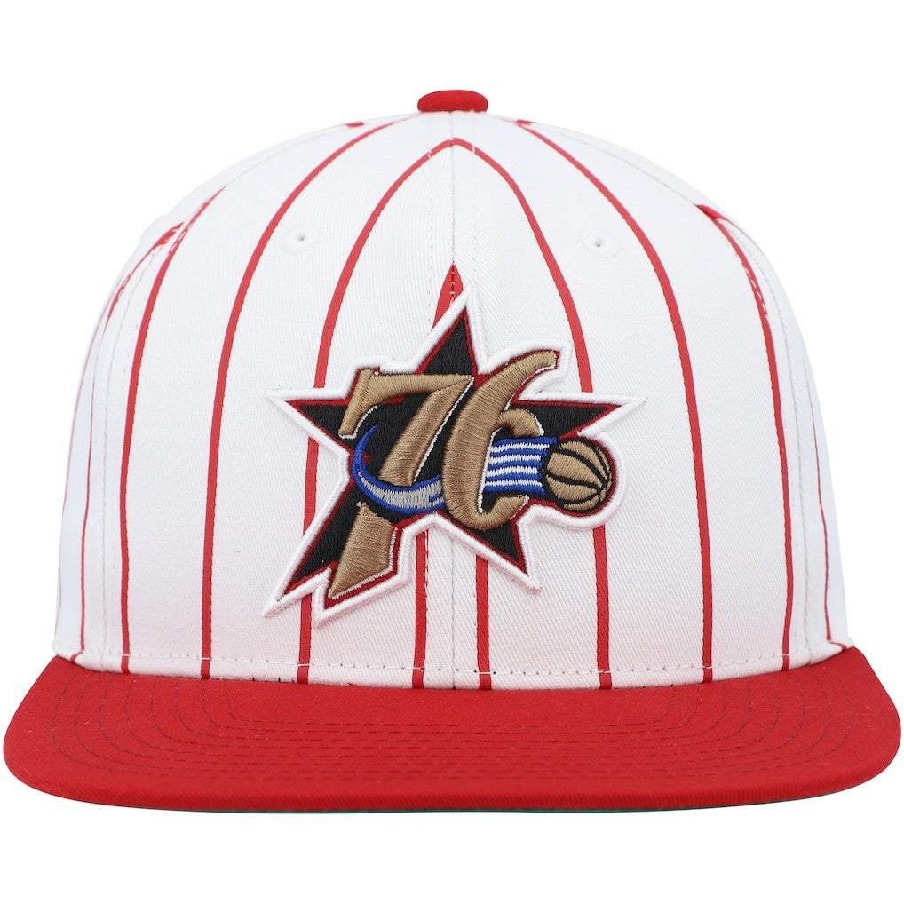 Philadelphia 76ers Hardwood Classics Pinstripe Snapback Hat On Sale