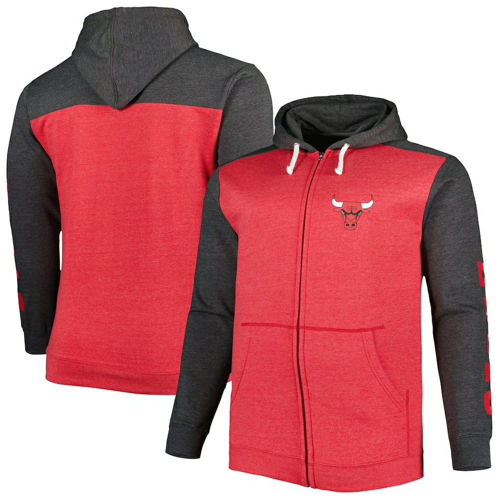 Chicago Bulls Big & Tall Down and Distance Full-Zip Hoodie On Sale