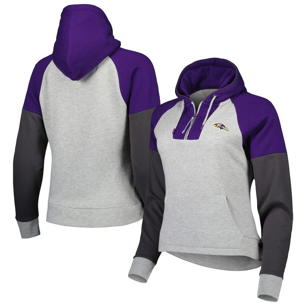 Baltimore Ravens  Antigua Women's Lightweight Jackpot Raglan Half-Zip Pullover Hoodie