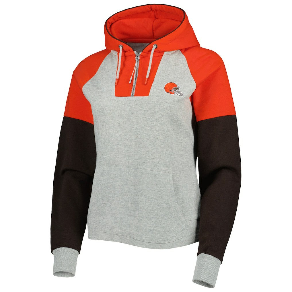 Cleveland Browns  Antigua Women's Lightweight Jackpot Raglan Half-Zip Pullover Hoodie
