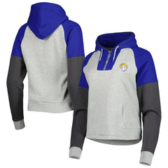 Los Angeles Rams  Antigua Women's Lightweight Jackpot Raglan Half-Zip Pullover Hoodie