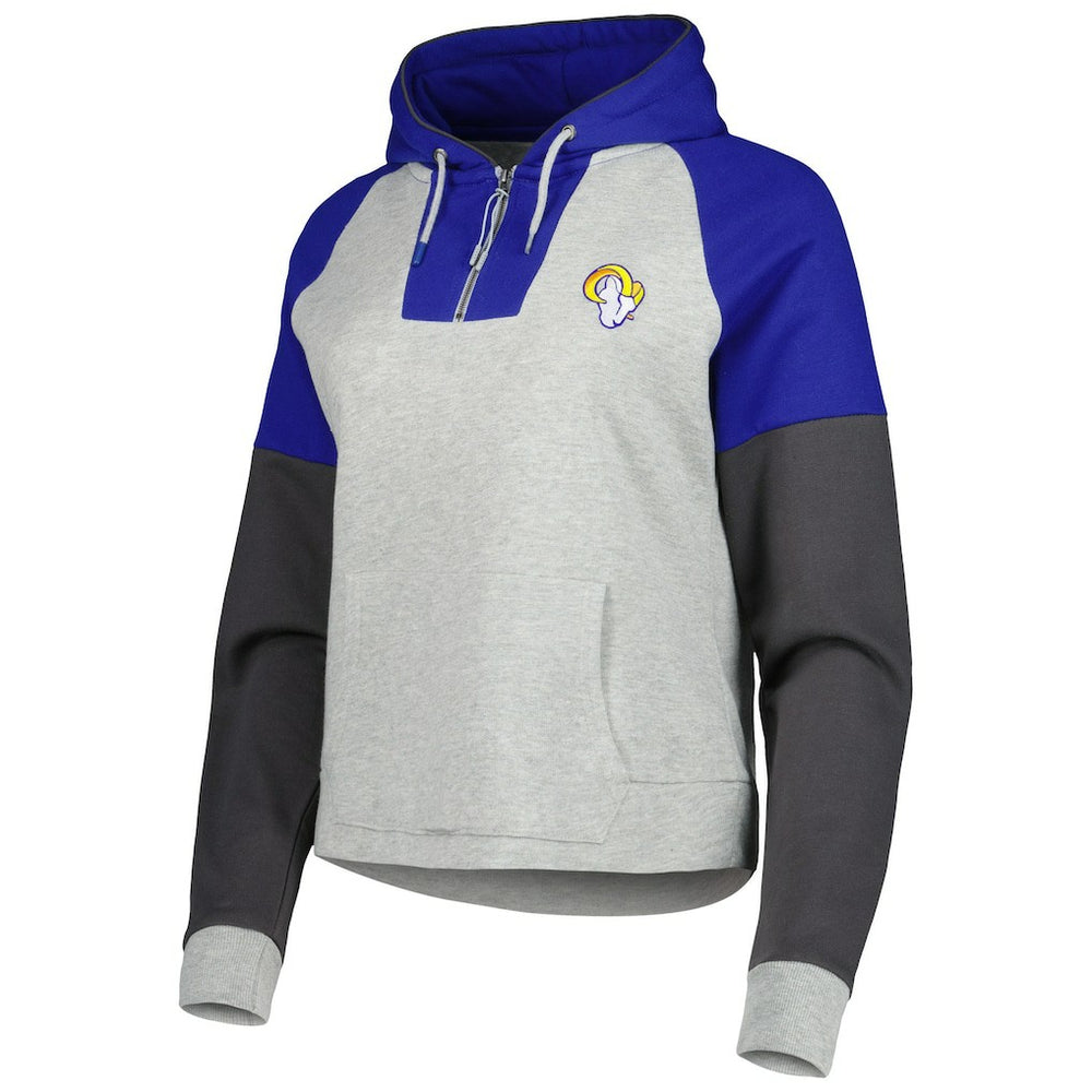 Los Angeles Rams  Antigua Women's Lightweight Jackpot Raglan Half-Zip Pullover Hoodie