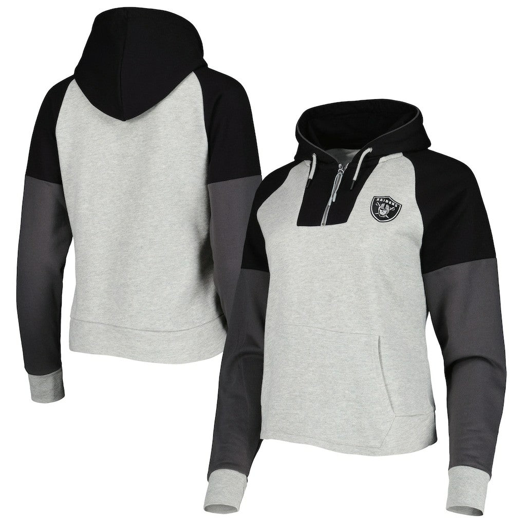 Las Vegas Raiders  Antigua Women's Lightweight Jackpot Raglan Half-Zip Pullover Hoodie