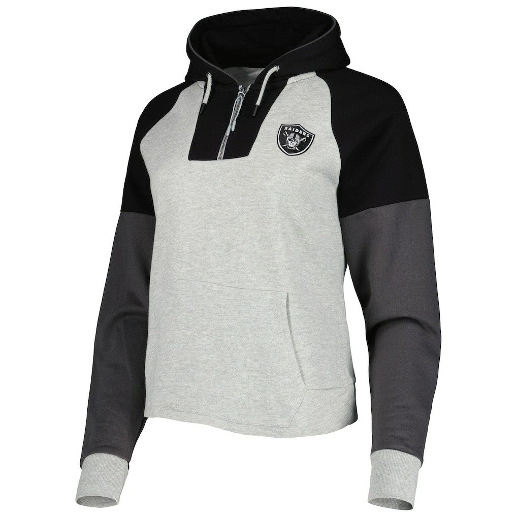 Las Vegas Raiders  Antigua Women's Lightweight Jackpot Raglan Half-Zip Pullover Hoodie
