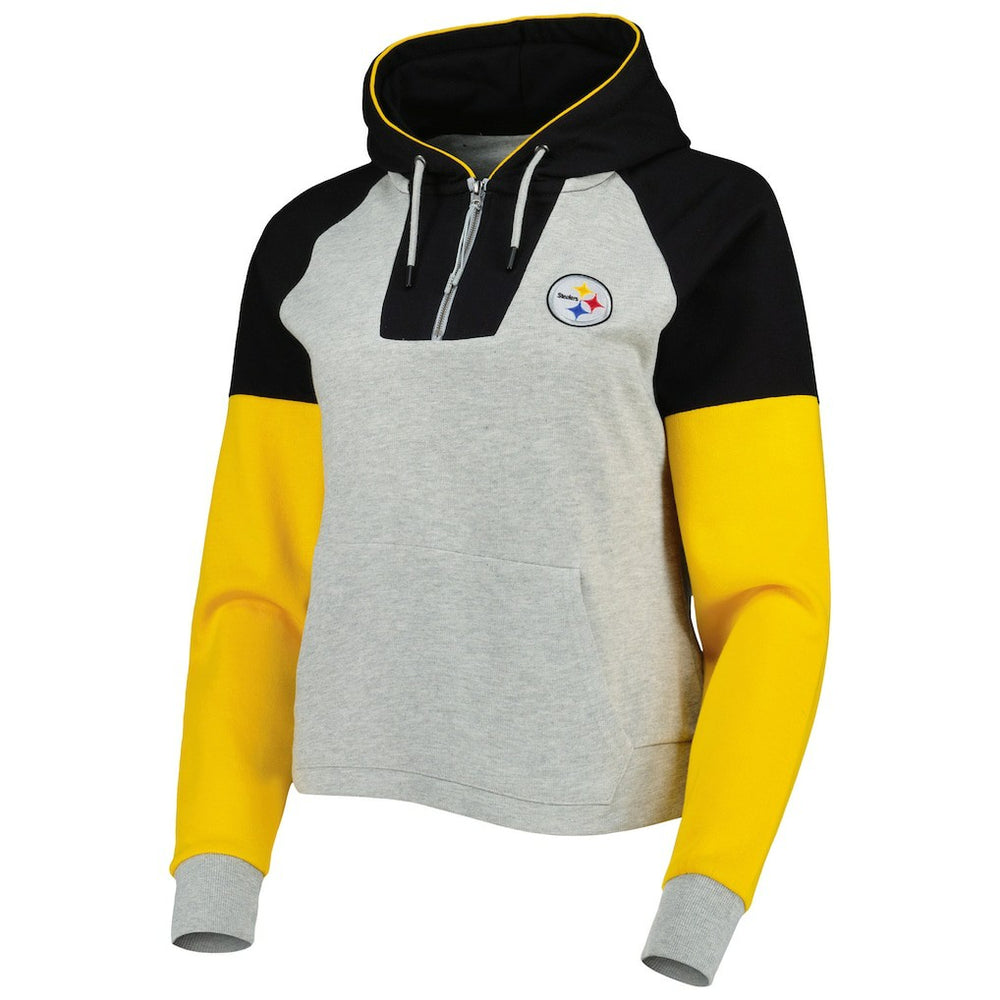 Pittsburgh Steelers  Antigua Women's Lightweight Jackpot Raglan Half-Zip Pullover Hoodie