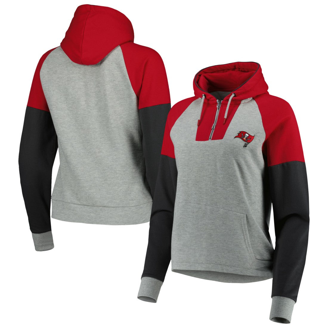 Tampa Bay Buccaneers  Antigua Women's Lightweight Jackpot Raglan Half-Zip Pullover Hoodie
