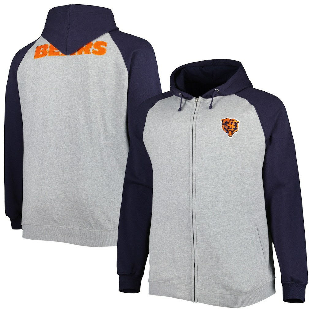 Chicago Bears  Big & Tall Fleece Raglan Full-Zip Hoodie Jacket