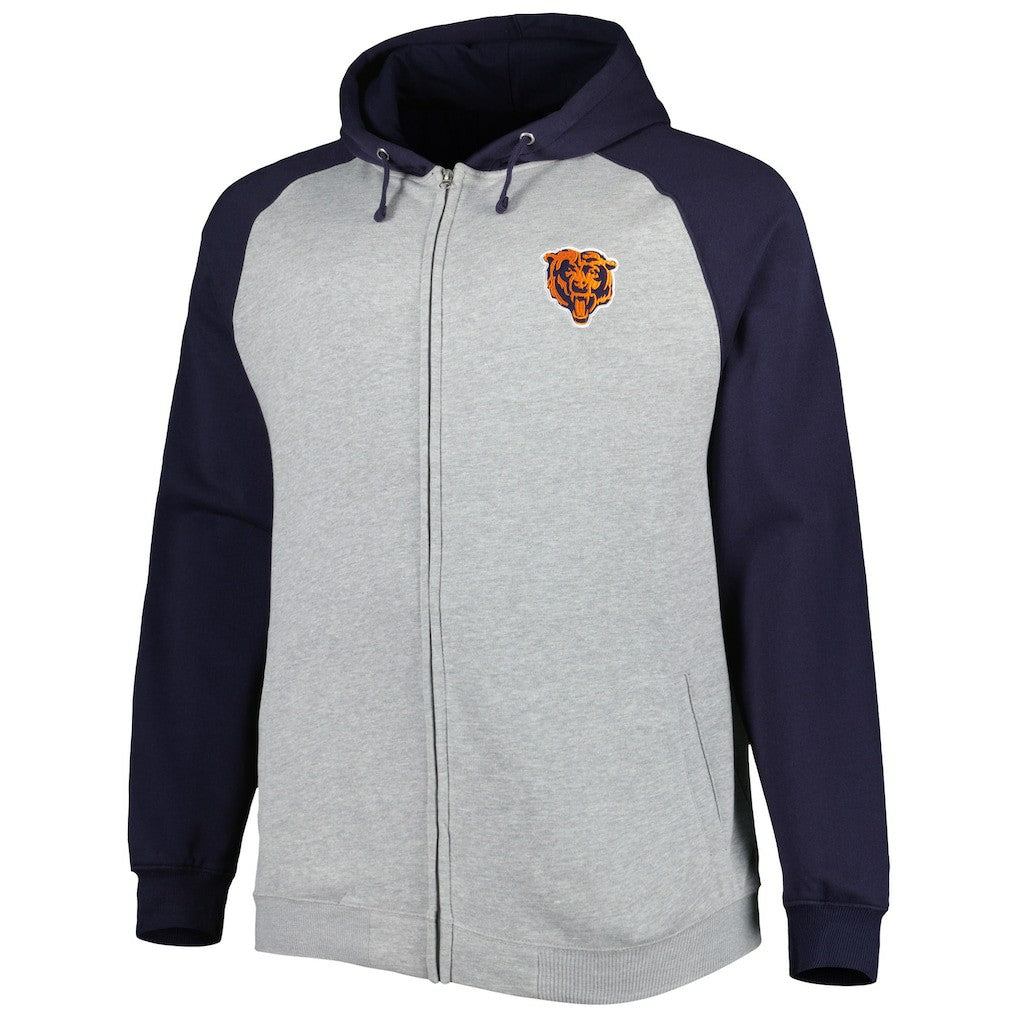 Chicago Bears  Big & Tall Fleece Raglan Full-Zip Hoodie Jacket