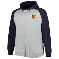 Chicago Bears  Big & Tall Fleece Raglan Full-Zip Hoodie Jacket