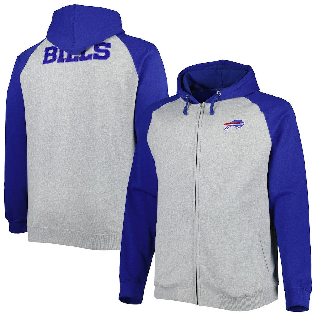 Buffalo Bills  Big & Tall Fleece Raglan Full-Zip Hoodie Jacket