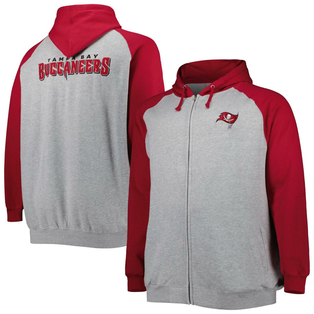 Tampa Bay Buccaneers  Big & Tall Fleece Raglan Full-Zip Hoodie Jacket