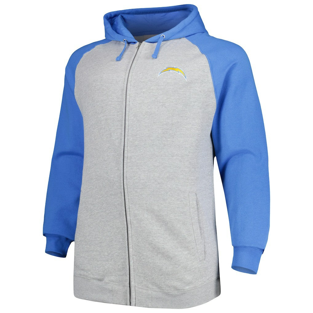 Los Angeles Chargers Fanatics Big & Tall Fleece Raglan Full-Zip Hoodie Jacket