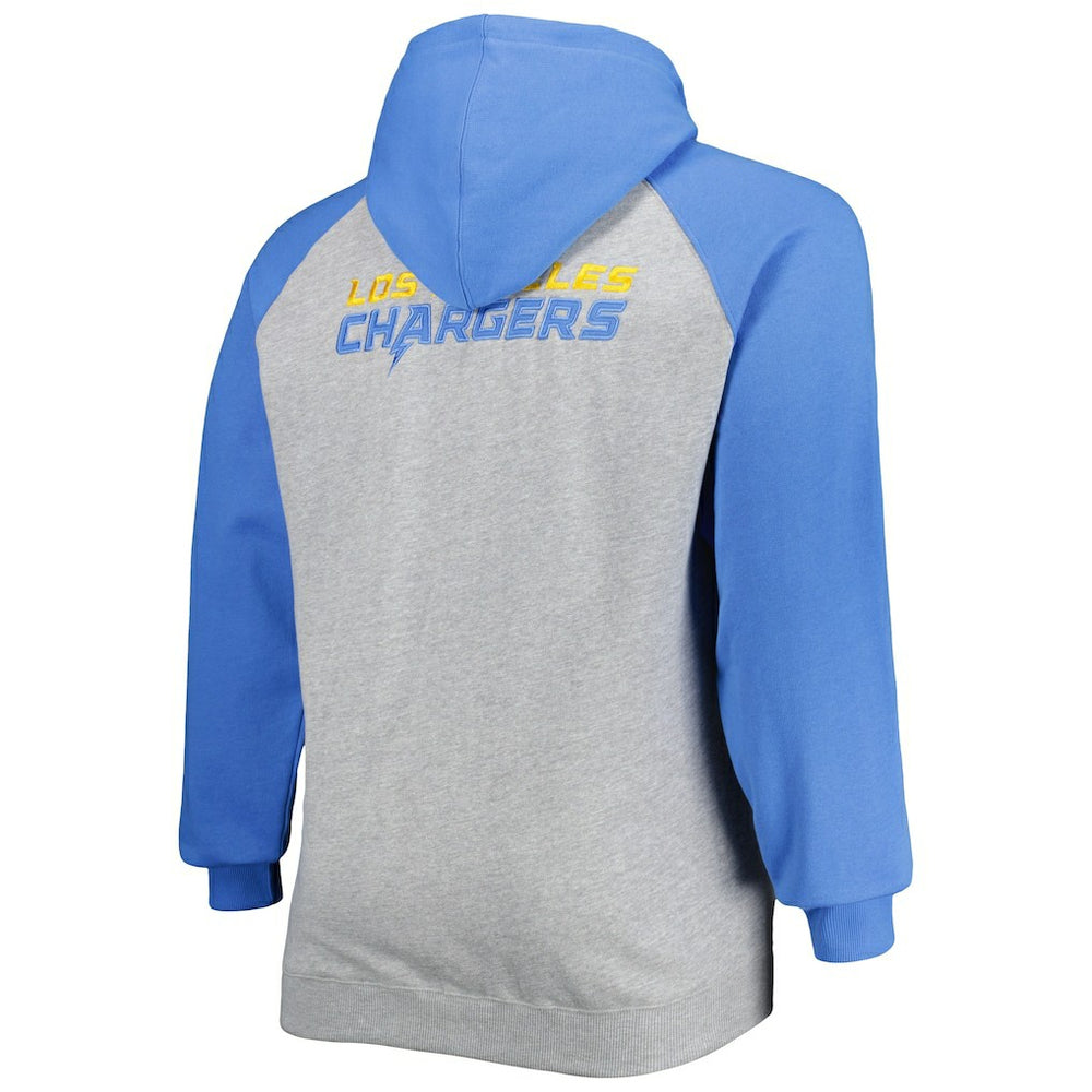 Los Angeles Chargers Fanatics Big & Tall Fleece Raglan Full-Zip Hoodie Jacket
