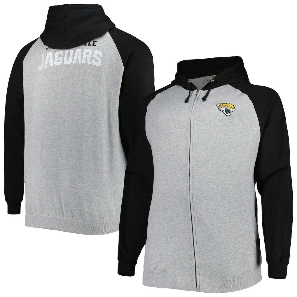 Jacksonville Jaguars  Big & Tall Fleece Raglan Full-Zip Hoodie Jacket