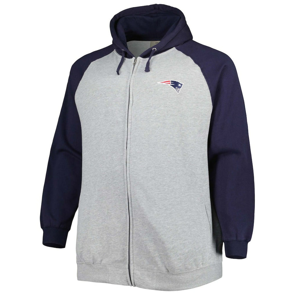 New England Patriots  Big & Tall Fleece Raglan Full-Zip Hoodie Jacket