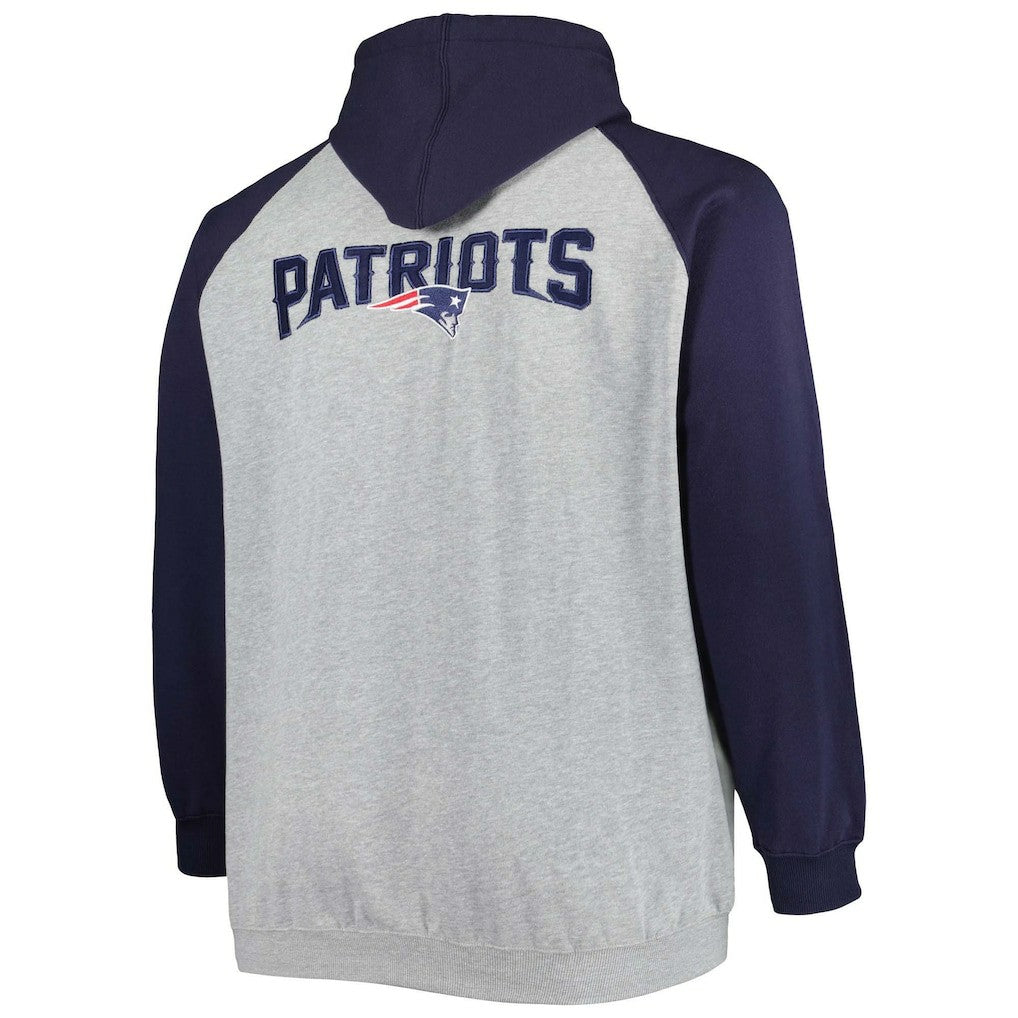New England Patriots  Big & Tall Fleece Raglan Full-Zip Hoodie Jacket