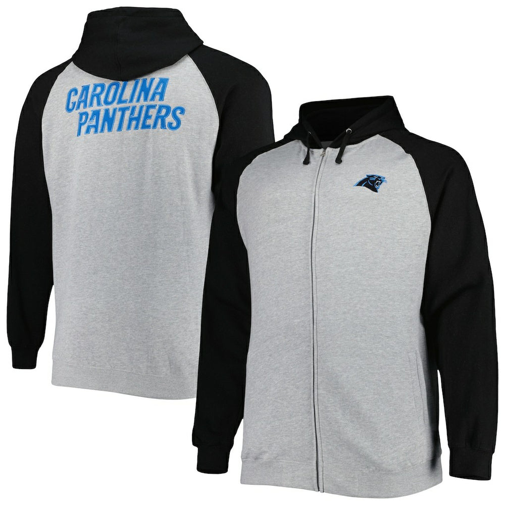 Carolina Panthers  Big & Tall Fleece Raglan Full-Zip Hoodie Jacket