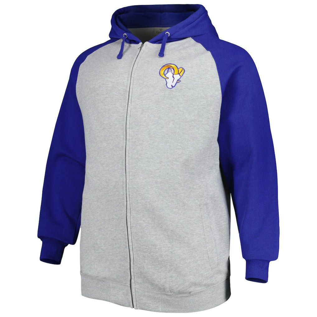 Los Angeles Rams  Big & Tall Fleece Raglan Full-Zip Hoodie Jacket