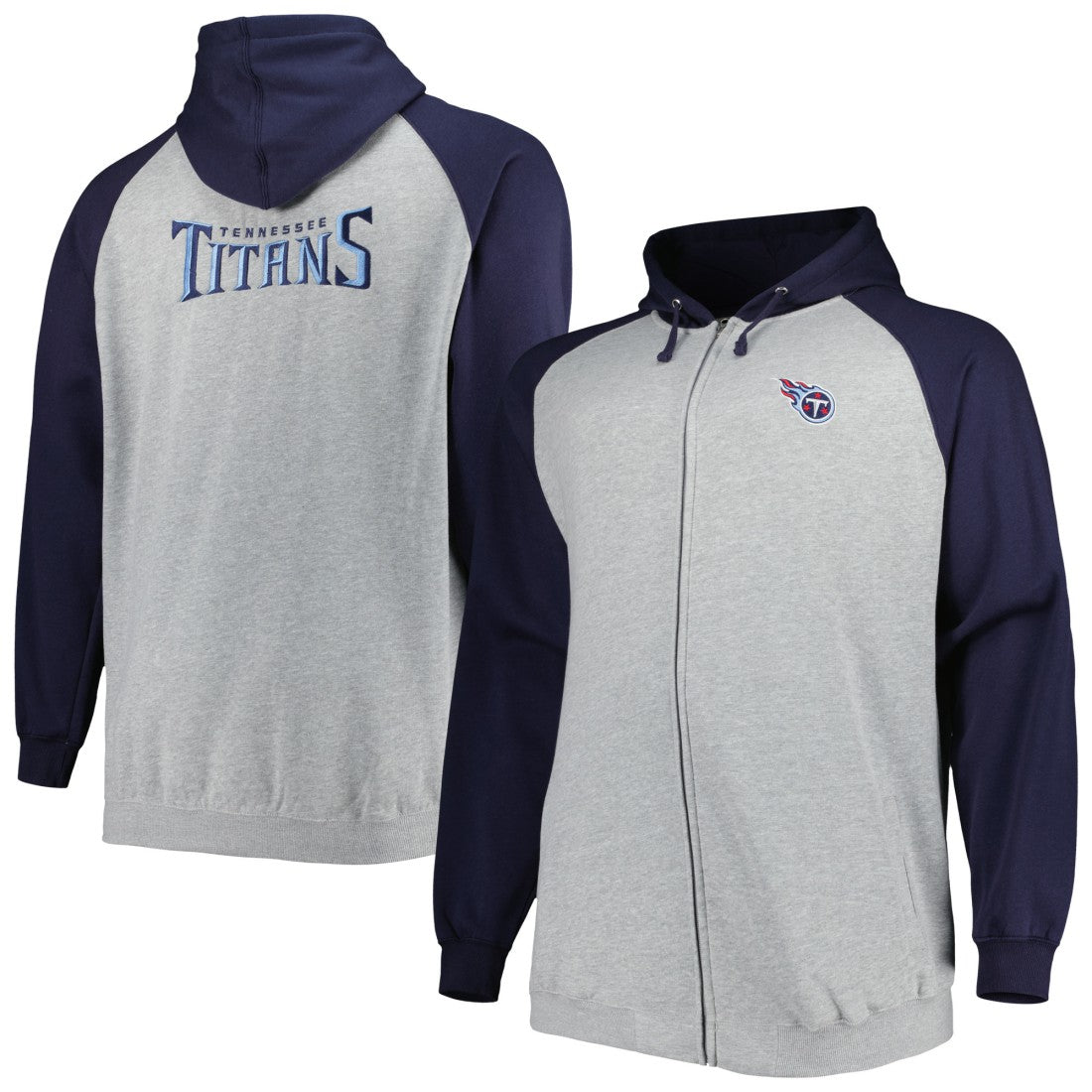 Tennessee Titans  Big & Tall Fleece Raglan Full-Zip Hoodie Jacket