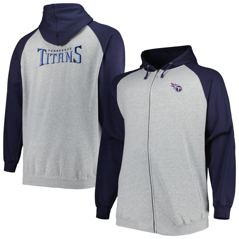 Tennessee Titans  Big & Tall Fleece Raglan Full-Zip Hoodie Jacket