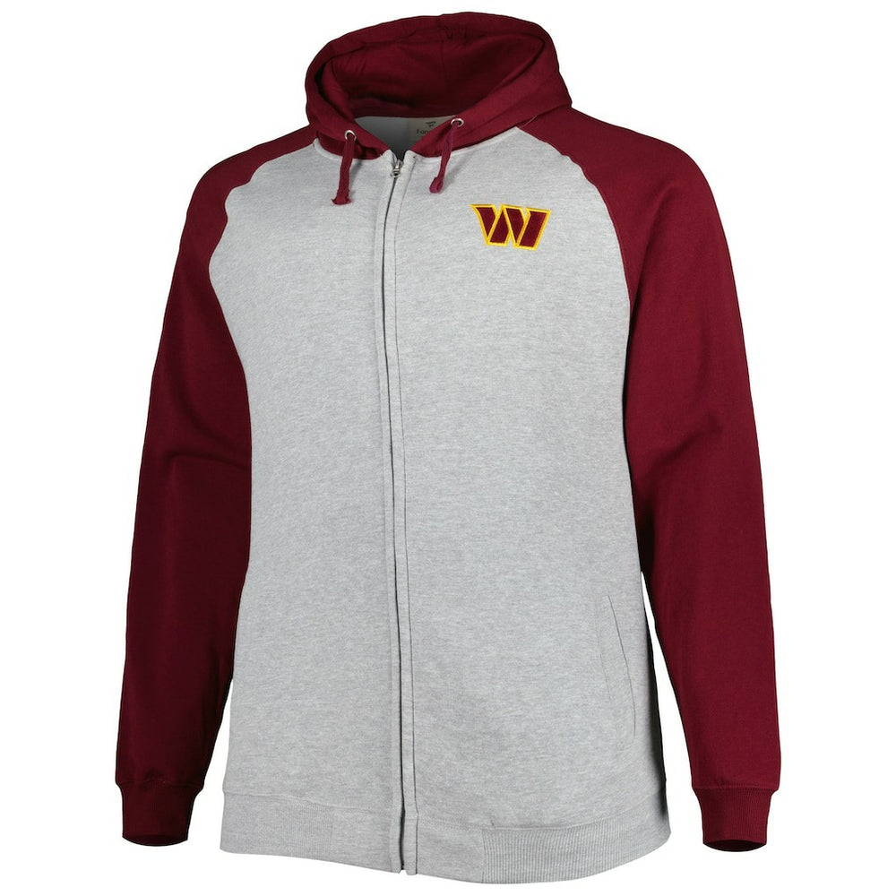 Washington Commanders  Big & Tall Fleece Raglan Full-Zip Hoodie Jacket