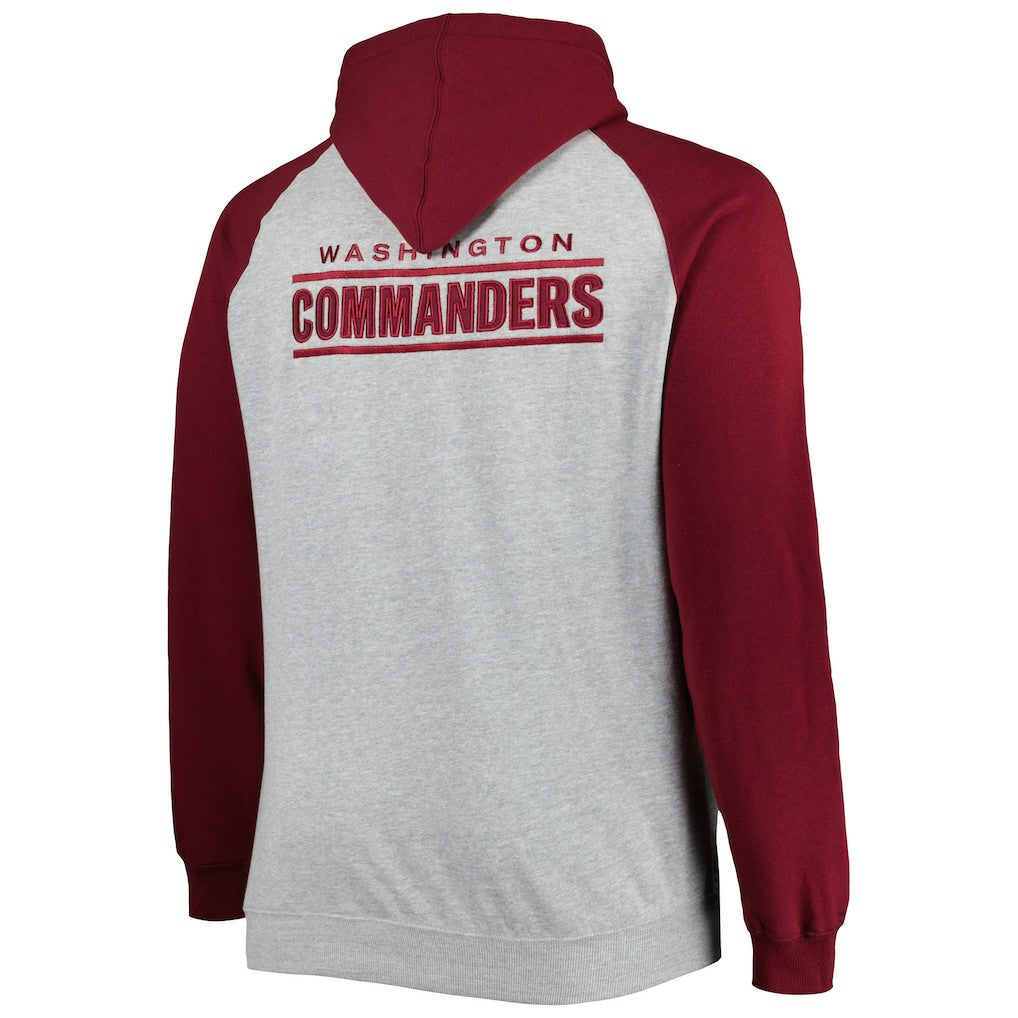Washington Commanders  Big & Tall Fleece Raglan Full-Zip Hoodie Jacket