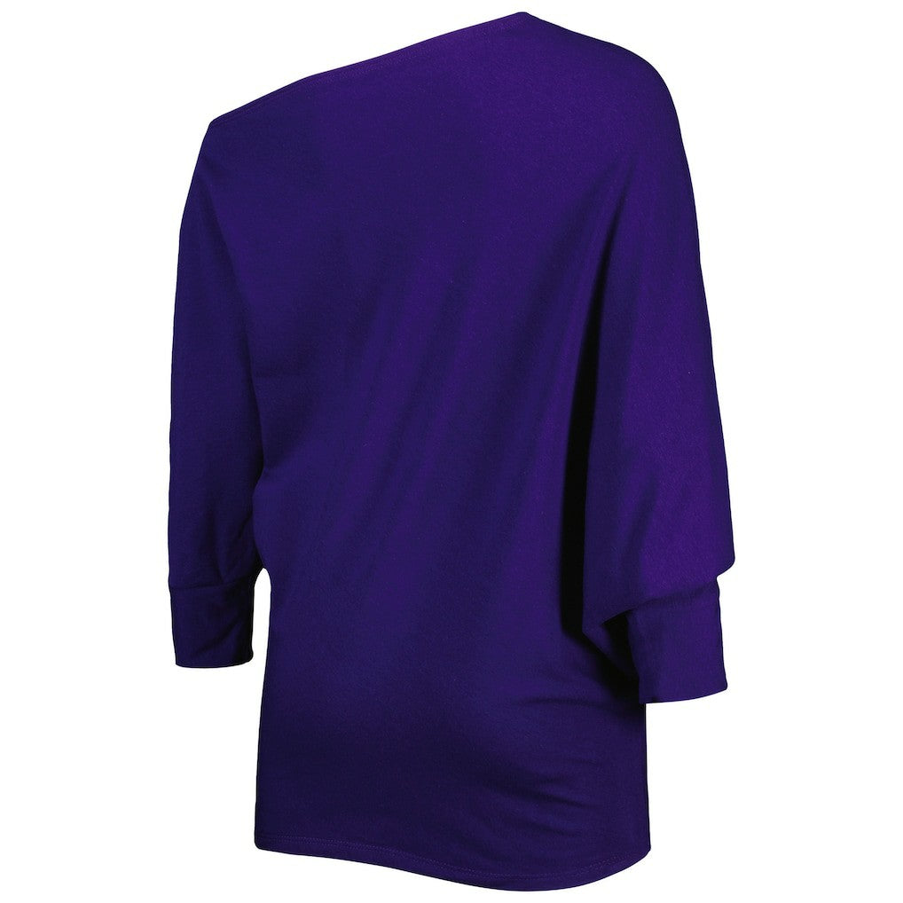 Baltimore Ravens  KIYA TOMLIN Women's Twisted Tri-Blend Asymmetrical 3/4-Dolman Sleeve Sweatshirt
