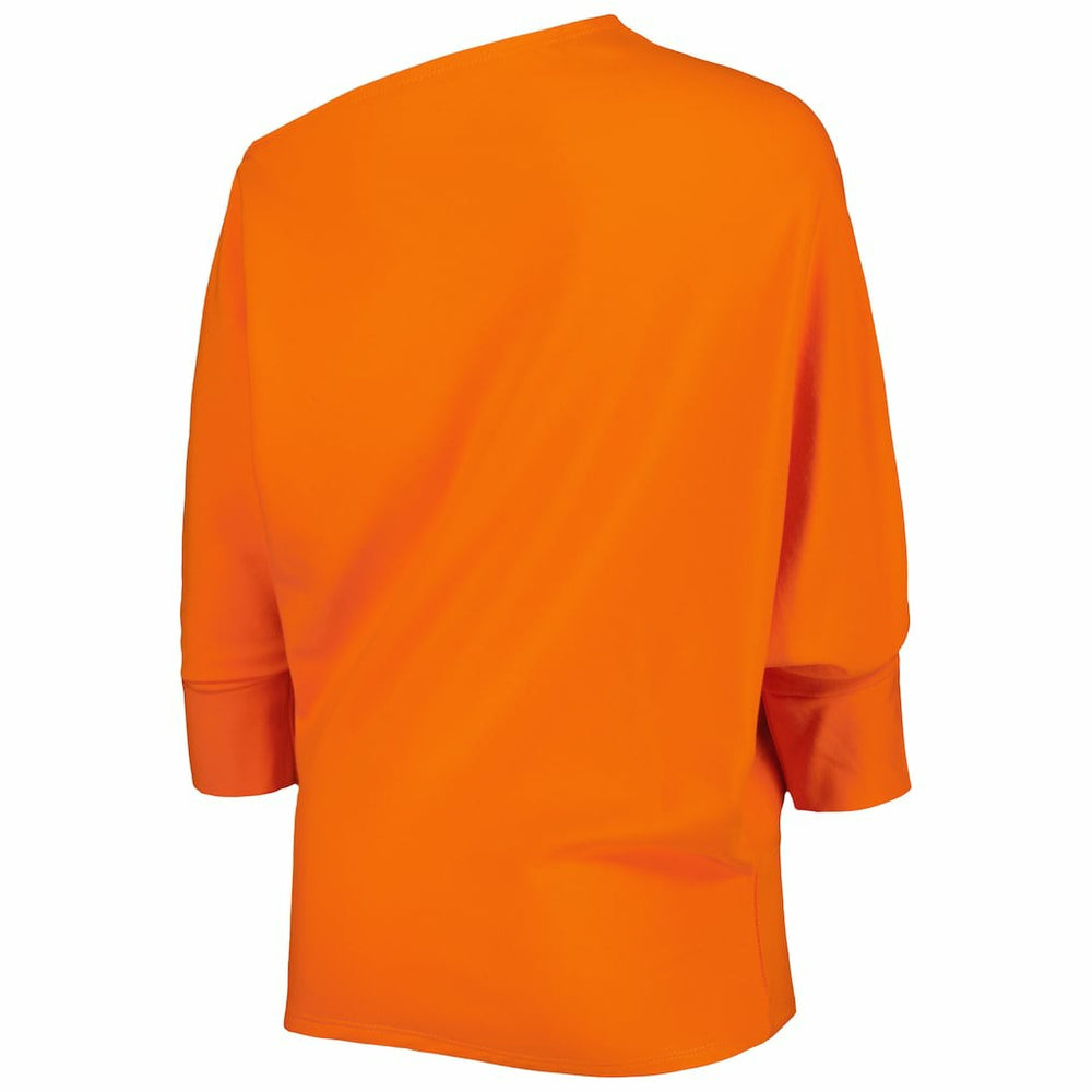 Cincinnati Bengals  KIYA TOMLIN Women's Twisted Tri-Blend Asymmetrical 3/4-Dolman Sleeve Sweatshirt