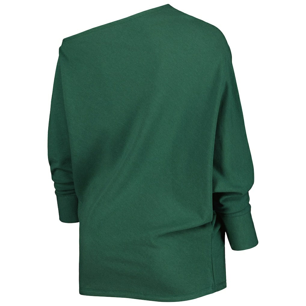 Green Bay Packers  KIYA TOMLIN Women's Twisted Tri-Blend Asymmetrical 3/4-Dolman Sleeve Sweatshirt
